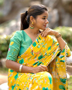 Green tissue hand work blouse (only blouse)