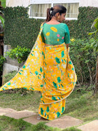 Green tissue hand work blouse (only blouse)