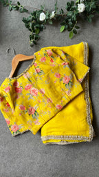 Yellow pearl hand worked blouse