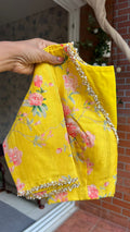 Yellow pearl hand worked blouse