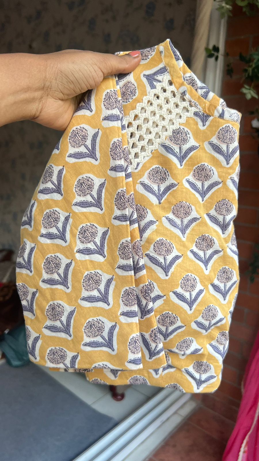 Grey organza saree with cotton hand block printed blouse