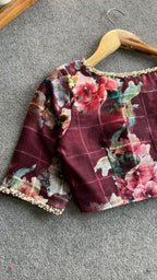 Brown cotton pearl hand work blouse