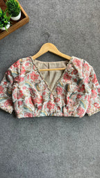 Floral cotton pearl hand work blouse