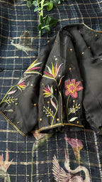 Black organza silk hand embroidery work blouse