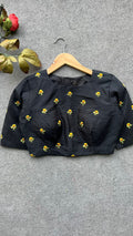 Black silk floral embroidery work blouse ( only blouse )