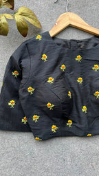 Black silk floral embroidery work blouse ( only blouse )