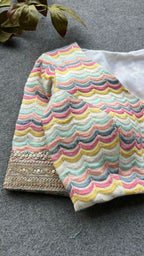 White cotton sequence embroidery blouse