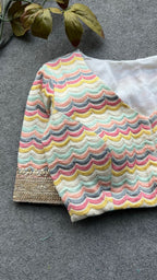 White cotton sequence embroidery blouse