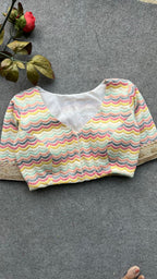 White cotton sequence embroidery blouse