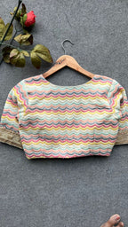 White cotton sequence embroidery blouse