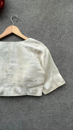 Silver tissue mirror embroidery work blouse