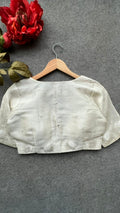 Silver tissue mirror embroidery work blouse