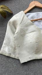 Silver tissue mirror embroidery work blouse