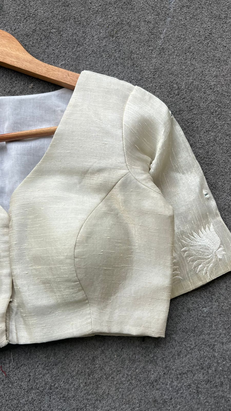 Silver tissue mirror embroidery work blouse