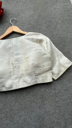 Silver tissue mirror embroidery work blouse
