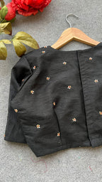 Black silk jeweled hand work blouse ( only blouse )