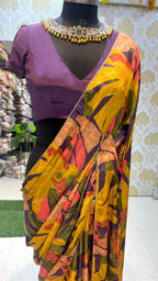 Purple jewel neck hand work blouse (only blouse)