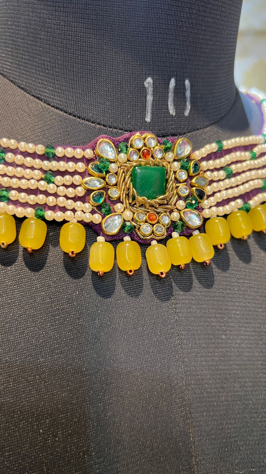 Purple jewel neck hand work blouse (only blouse)
