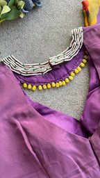 Purple jewel neck hand work blouse (only blouse)