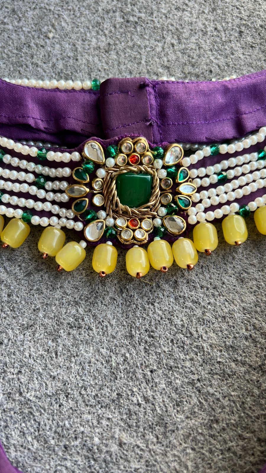 Purple jewel neck hand work blouse (only blouse)