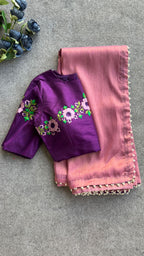 Purple silk embroidery work blouse