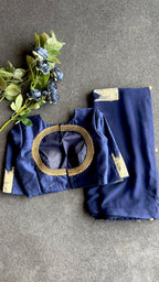 Blue georgette saree with taj embroidery work blouse