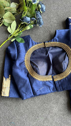Blue georgette saree with taj embroidery work blouse