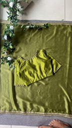 Green soft organza saree with hand worked blouse