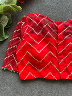 Red sequins embroidery netted blouse