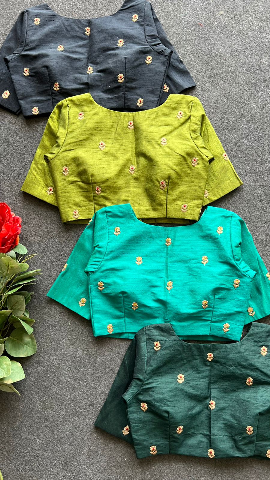 Mehandi green silk heavy hand work blouse
