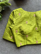 Mehandi green silk heavy hand work blouse