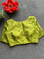 Mehandi green silk heavy hand work blouse