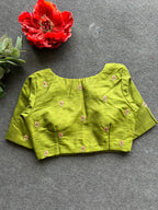 Mehandi green silk heavy hand work blouse