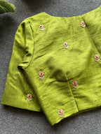 Mehandi green silk heavy hand work blouse