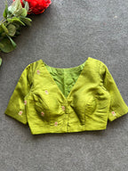 Mehandi green silk heavy hand work blouse
