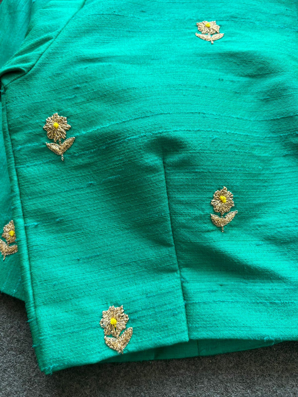 Sea blue silk heavy hand work blouse
