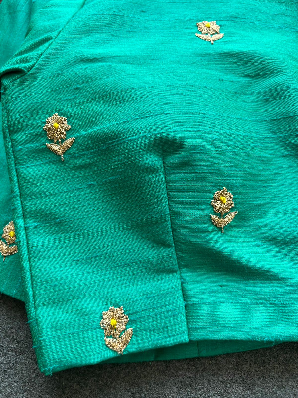 Sea blue silk heavy hand work blouse