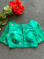 Sea blue silk heavy hand work blouse