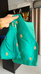 Sea blue silk heavy hand work blouse