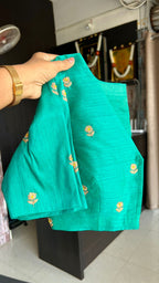 Sea blue silk heavy hand work blouse