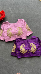 Onion pink silk heavy mango hand work blouse