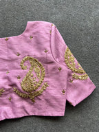 Onion pink silk heavy mango hand work blouse