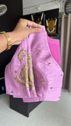 Onion pink silk heavy mango hand work blouse