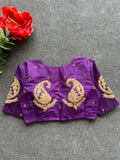 Purple silk heavy mango hand work blouse