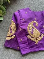 Purple silk heavy mango hand work blouse