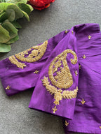 Purple silk heavy mango hand work blouse