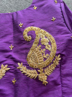 Purple silk heavy mango hand work blouse