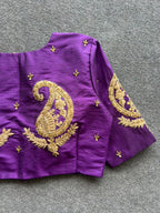 Purple silk heavy mango hand work blouse