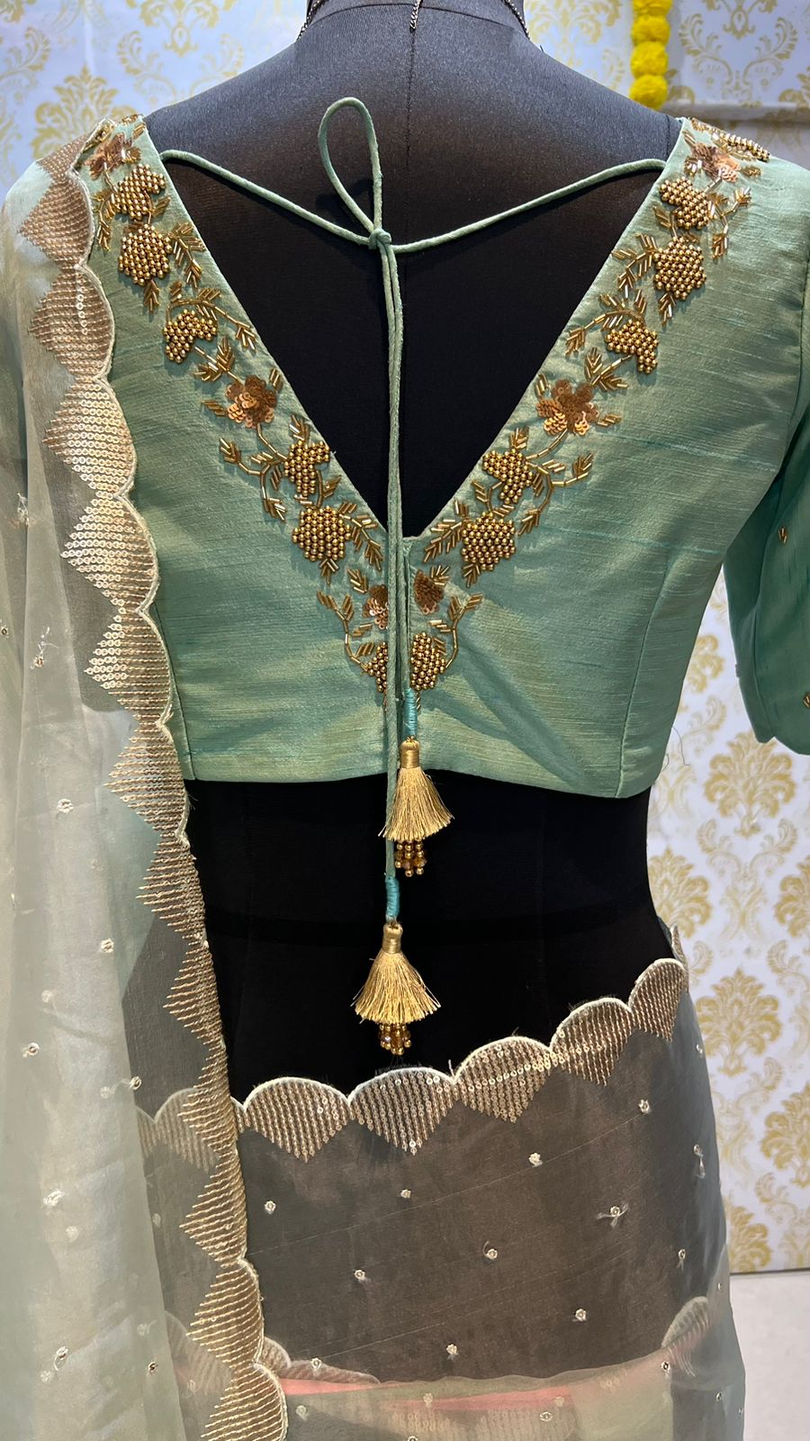 Cyan blue handmade Blouse (only blouse)