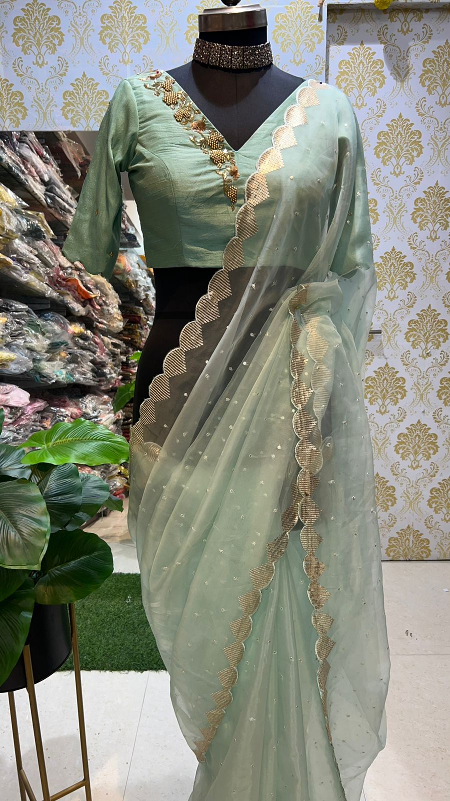 Cyan blue handmade Blouse (only blouse)